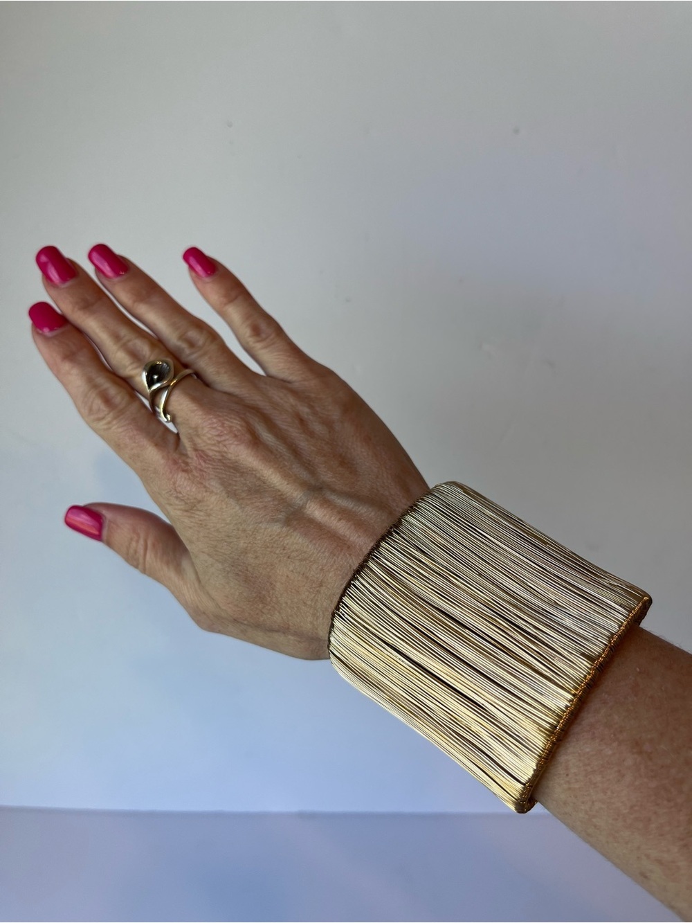 Gold Wire Chunky Wide Cuff Bracelet